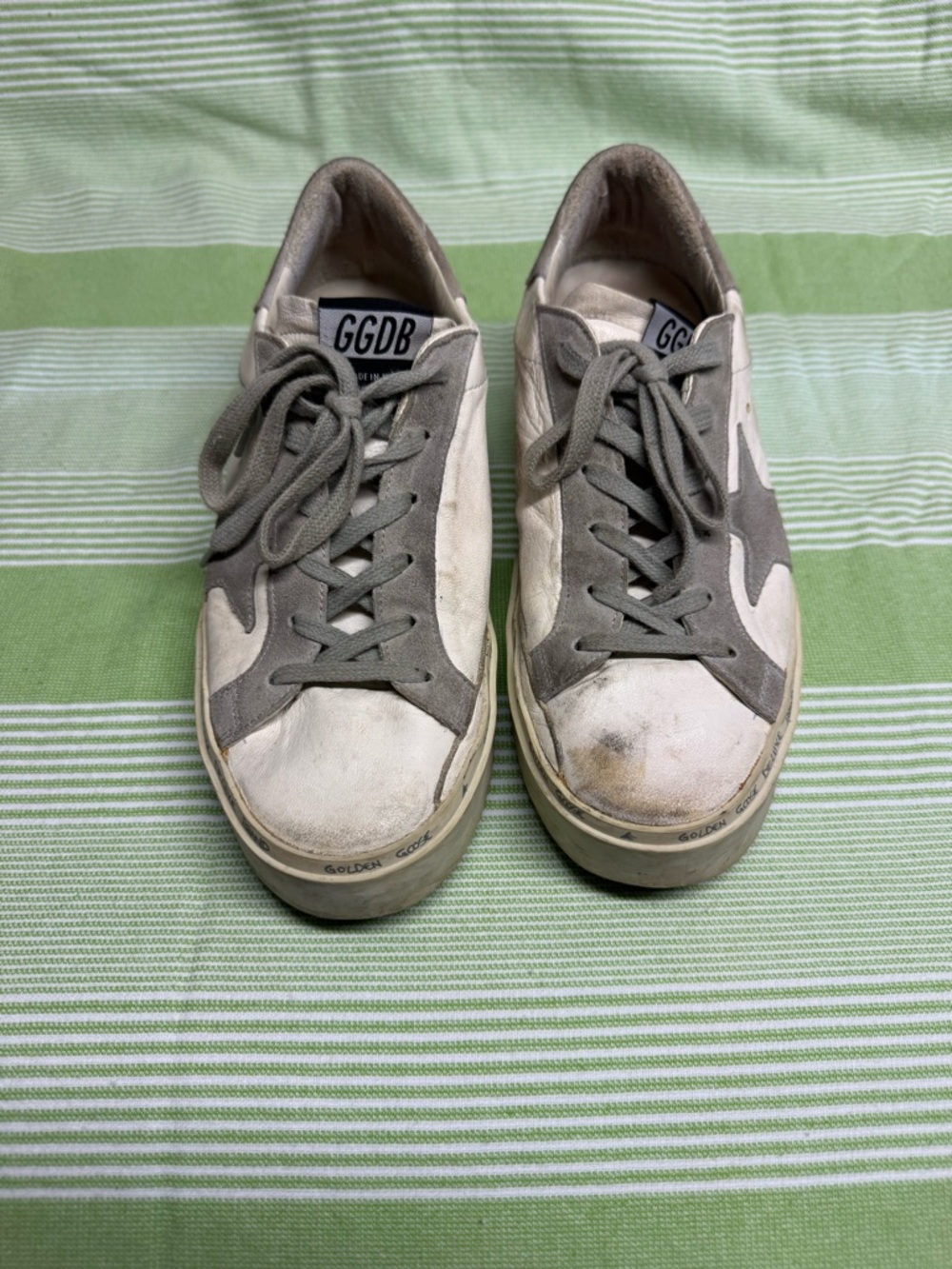 Golden Goose Women's White and Gray Low-Top Platform Sneakers
